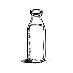 Hand drawn milk bottle illustration, with copy space