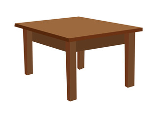 Simple wooden square table with four straight legs in a minimalist 3d style design