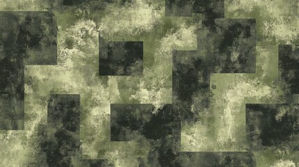 Abstract green and black grunge pattern with geometric shapes