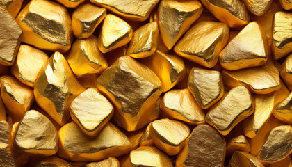 golden nuggets closeup background textured