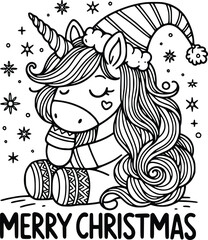 Magical Christmas Unicorn Clipart – Festive Holiday Illustration