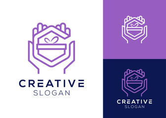 Letter G with gift box or logo design gift for surprise and gift shop