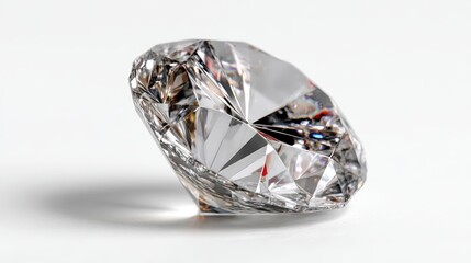 a beautiful crystal-clear diamond on a white isolated background, luxurious and sparkling design