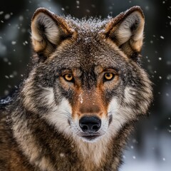 Fototapeta premium Gray Wolf Portrait in Winter Snowfall