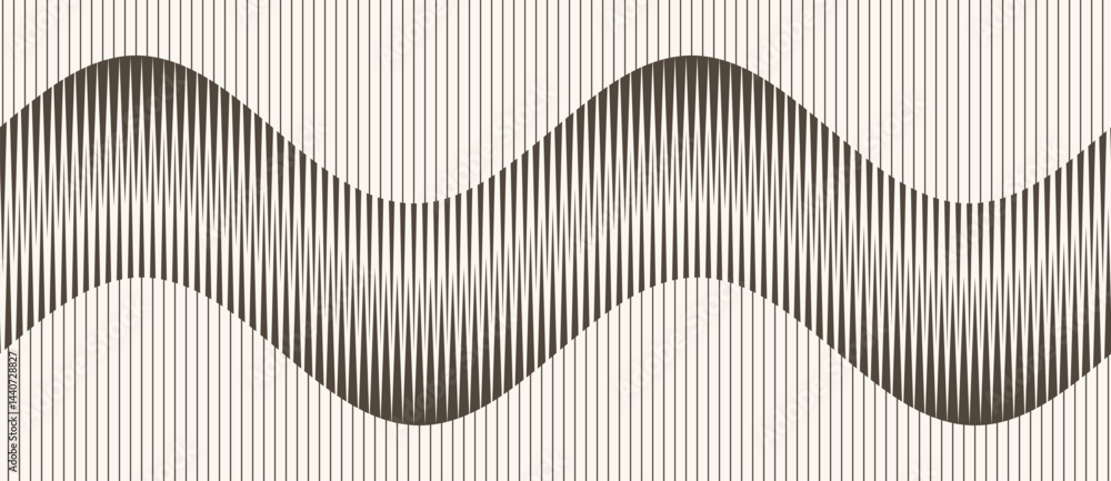 Poster Abstract art geometric background with vertical lines. Optical illusion with waves and transition.