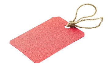 Blank red price tag with string isolated on white background PNG