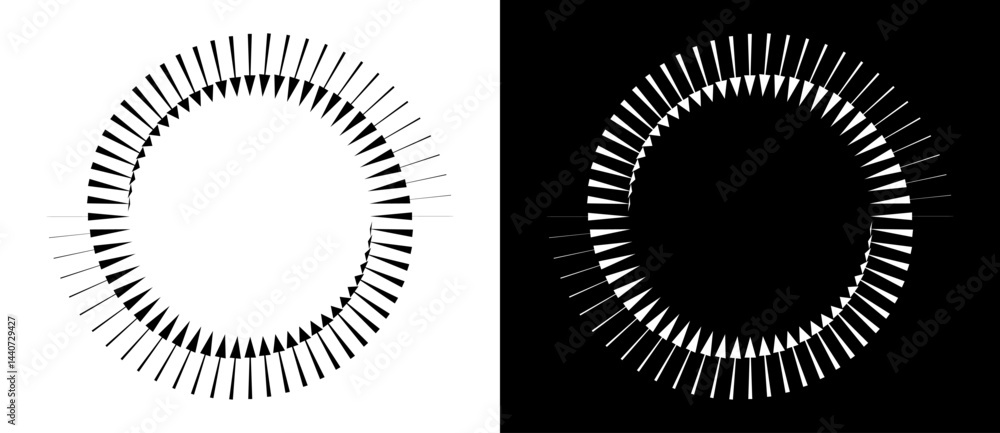 Leinwandbilder Spiral with lines as dynamic abstract vector background or logo or icon. Yin and Yang symbol. Black spiral on white background and white spiral on black background.