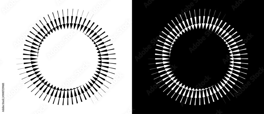 Poster spiral with lines in circle. 3 segments. abstract geometric art line background, logo, icon, design 