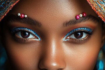 Vibrant eye makeup with gemstone accents: creative beauty inspiration for modern looks