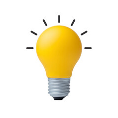 Bright yellow light bulb with metallic base and black rays symbolizes creativity and innovation. simple design conveys sense of inspiration and new ideas