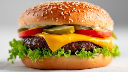 Premium Quality Beef Cheeseburger Close-Up