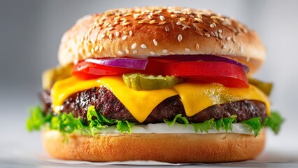 Cheeseburger on a White Background Isolated