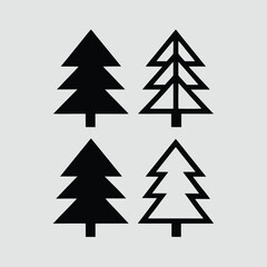 "Christmas Tree Silhouette Vector Collection in Minimalist and Festive Styles for Holiday Design Projects"