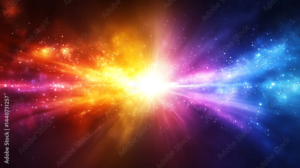 Aufkleber abstract colorful space background with glowing light burst shining through nebula clouds and sparkl