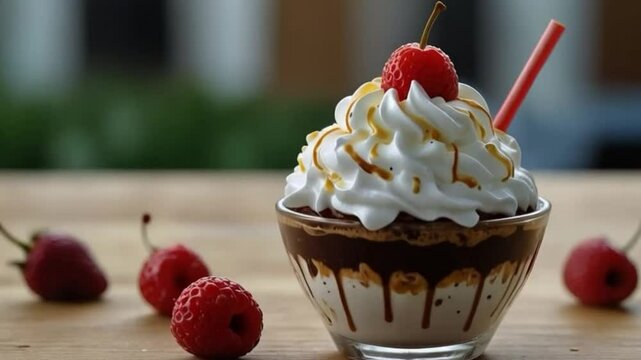 chocolate ice cream with cherry