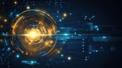 Fototapeta premium Futuristic digital network with glowing connections on a dark blue background