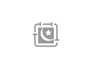 Simple, grayscale vector graphic of a stylized banner or icon.