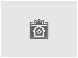 Simple, grayscale vector graphic of a stylized banner or icon.