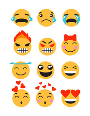 Fototapeta premium Set Sad and happy emoticons