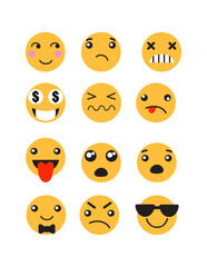 Set Sad and happy emoticons