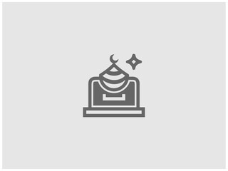 Simple, grayscale vector graphic of a stylized banner or icon.
