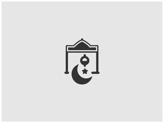 Simple, grayscale vector graphic of a stylized banner or icon.