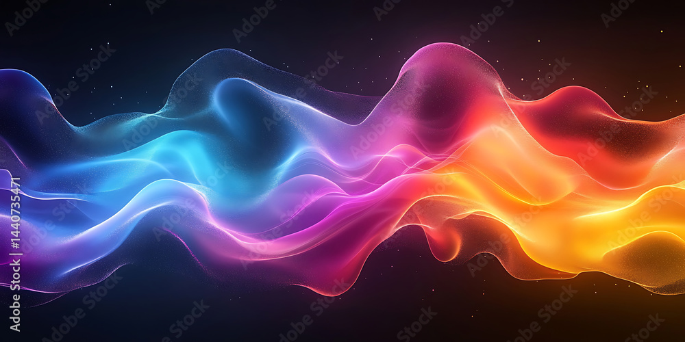 Poster abstract colorful wave background with luminous particle flow gradient vibrant light effect beautifu
