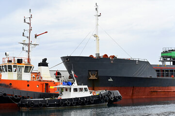 Naklejka premium dry cargo ship, transatlantic, container ship
