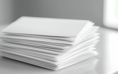 A sleek stack of blank envelopes on a white surface, perfect for business correspondence and creative projects.