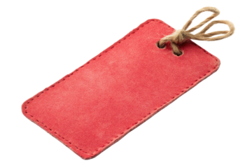 Blank red price tag with string isolated on white background PNG