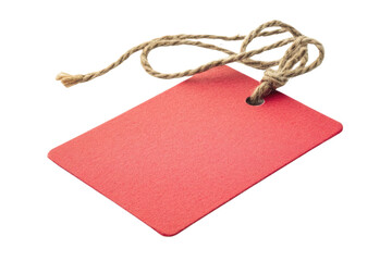 Blank red price tag with string isolated on white background PNG