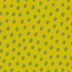 Polka dot seamless pattern in yellow and green. Hand drawn vector design with grainy dot texture. Perfect abstract print for fabric, wallpaper, or paper. To use, drag into swatches panel