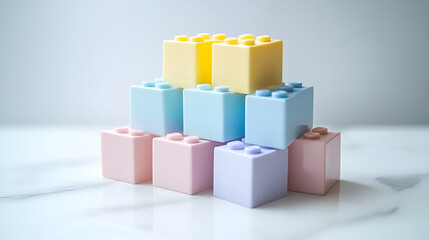 Colorful building blocks arranged creatively on a soft surface, perfect for inspiring imaginative play and learning.