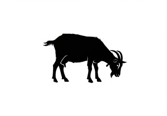 Black goat silhouette isolated on white background