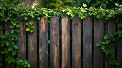 Worn wooden fence surrounded by greenery, symbolizing outdoor maintenance and repair