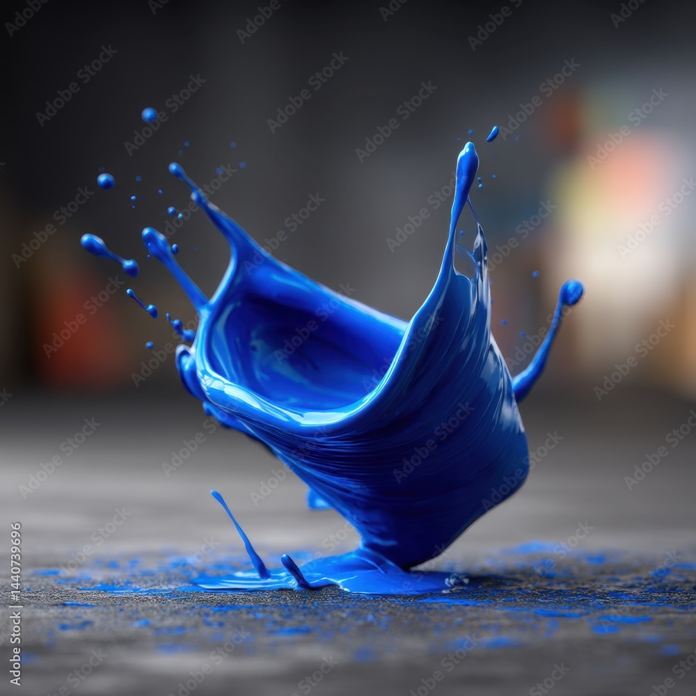 Aufkleber dynamic cobalt splash art with fluid motion on dark surface capturing vivid color and abstract form 