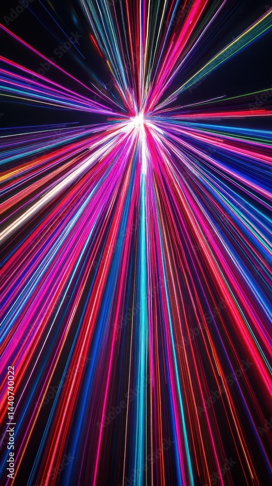 Aufkleber colorful light streaks radiating from a central point creating a dynamic and energetic abstract desi