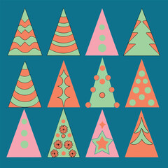 "Christmas Tree Silhouette Vector Collection in Minimalist and Festive Styles for Holiday Design Projects"