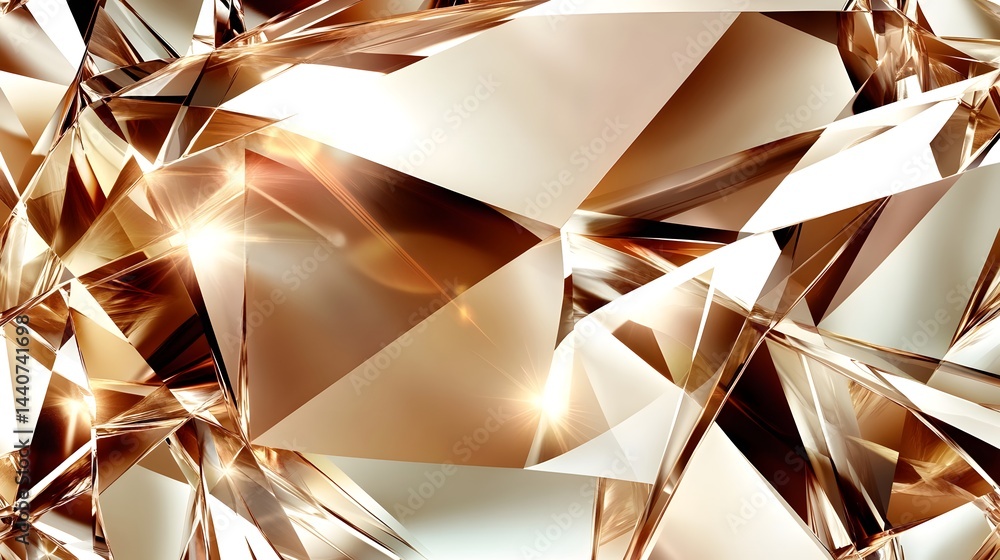 Aufkleber abstract background of shimmering,faceted golden crystals. light glints and reflects off the sharp e