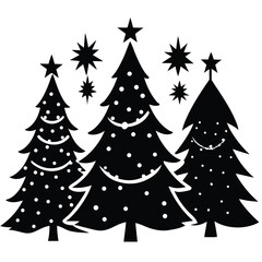 "Christmas Tree Silhouette Vector Collection in Minimalist and Festive Styles for Holiday Design Projects"