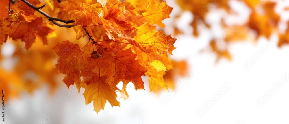 Aufkleber vibrant autumn maple leaves on a branch against a bright white background capturing the essence of f