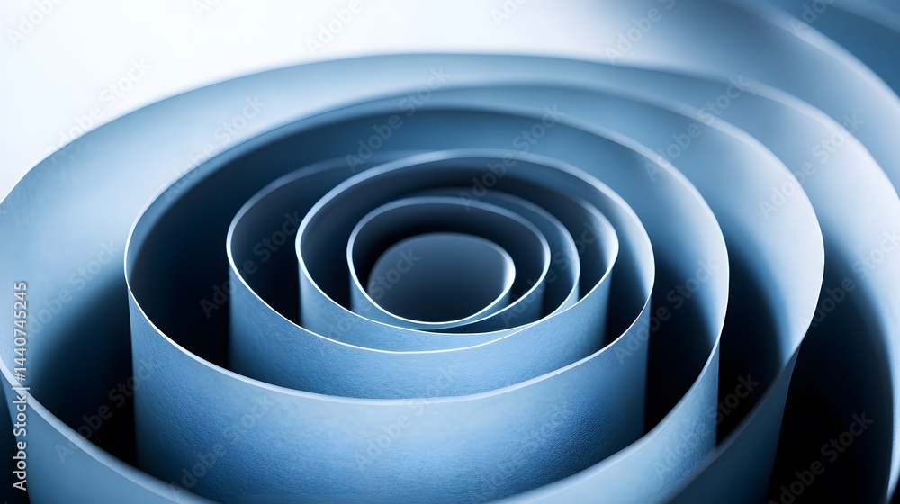 Aufkleber abstract close-up of concentric circles formed by rolled blue paper. creates a sense of depth and sw