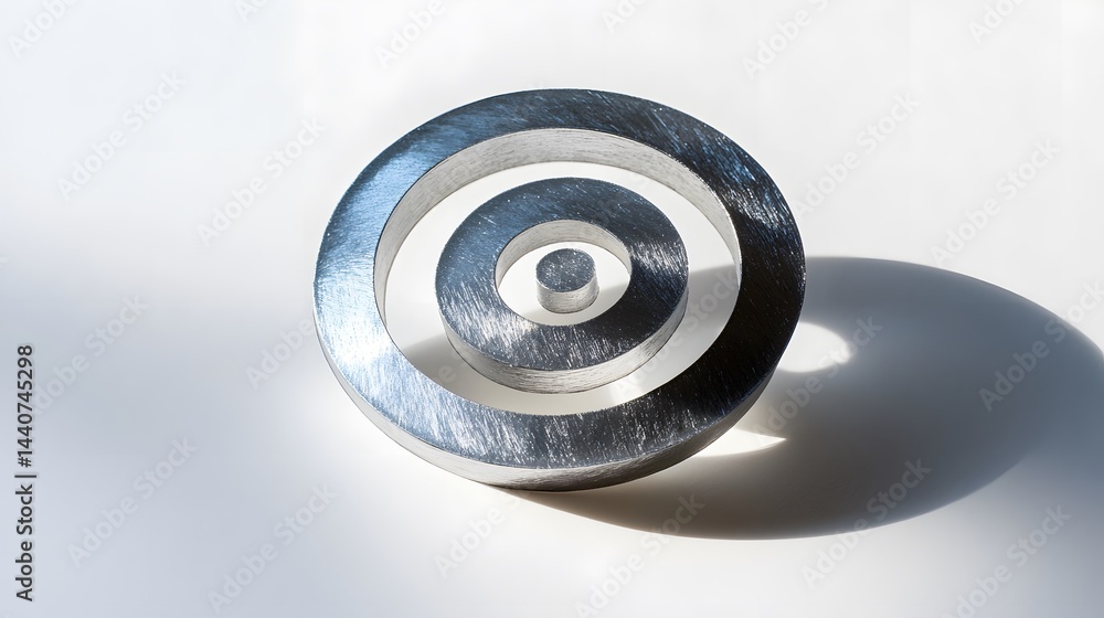 Aufkleber abstract concentric circles of brushed silver metal, creating a modern and minimalist design. the ci