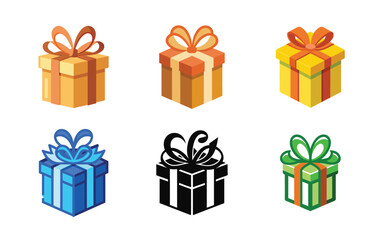  set of  vector colorful gift boxes 
