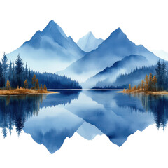 Serene mountain reflection tranquil lake digital art nature landscape
