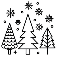 "Christmas Tree Silhouette Vector Collection in Minimalist and Festive Styles for Holiday Design Projects"