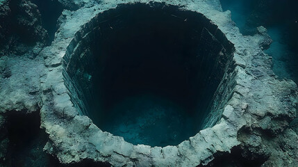 Underwater sinkhole aerial view