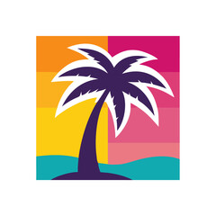 plam tree vector art icon 