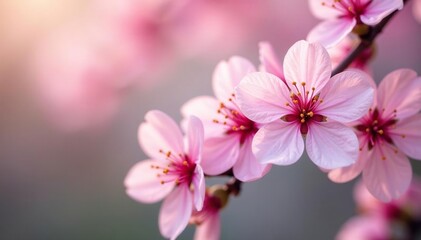 Fototapeta premium Delicate pink cherry blossoms, full bloom, soft petals , soft, petals, tree