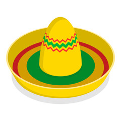 3D Isometric Flat Vector Set of Mexican Hats, Traditional Costume Elements. Item 5